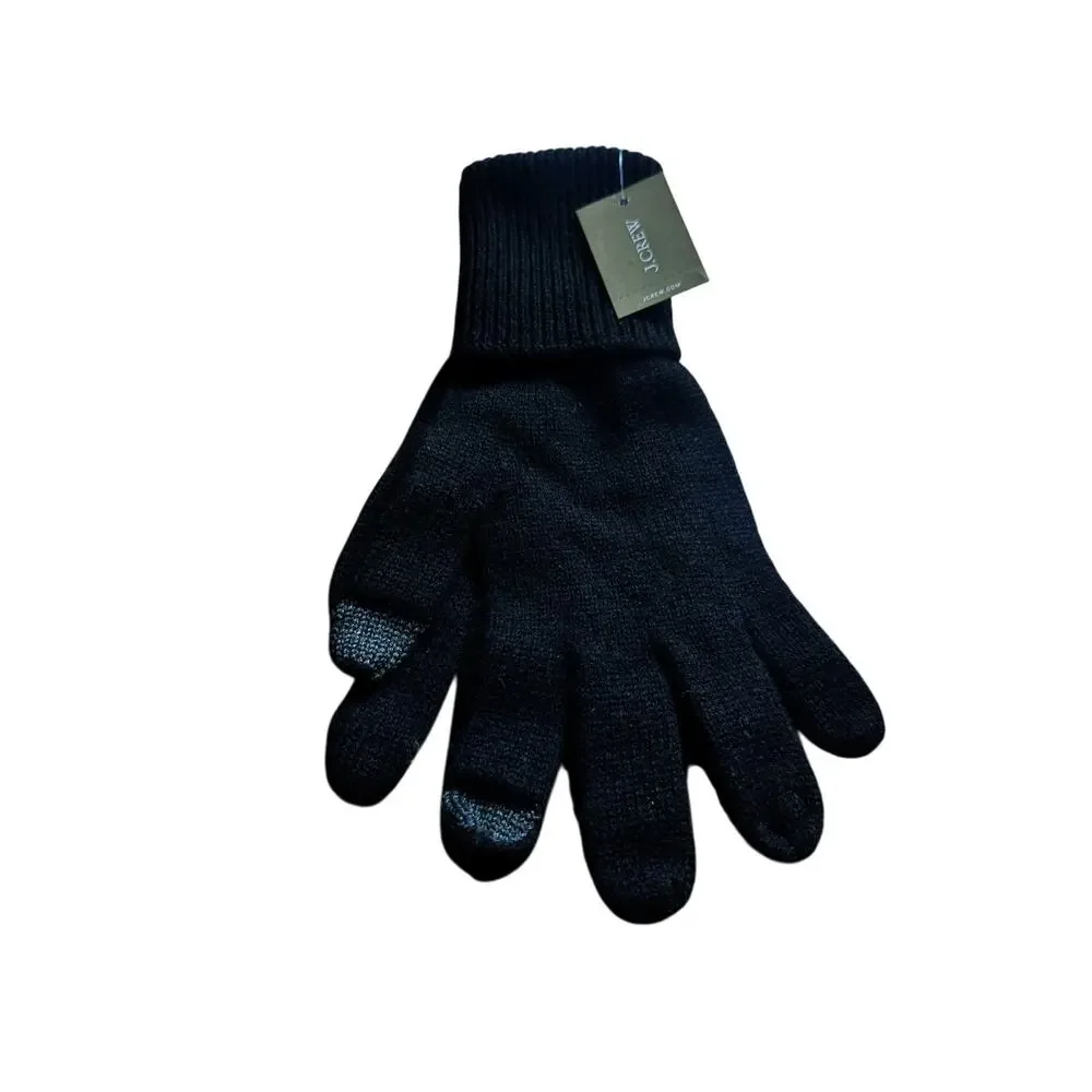 J. Crew Women's Cashmere Tech-Touch Gloves Black Winter Tech Warm BM740 NWT